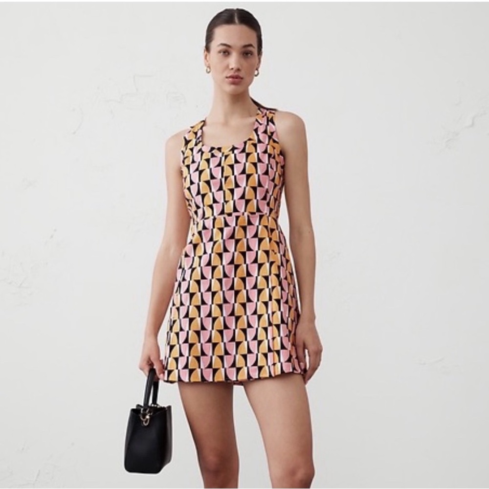 Banana Republic Geometric Tank Mini Dress in Pink, Yellow, Navy